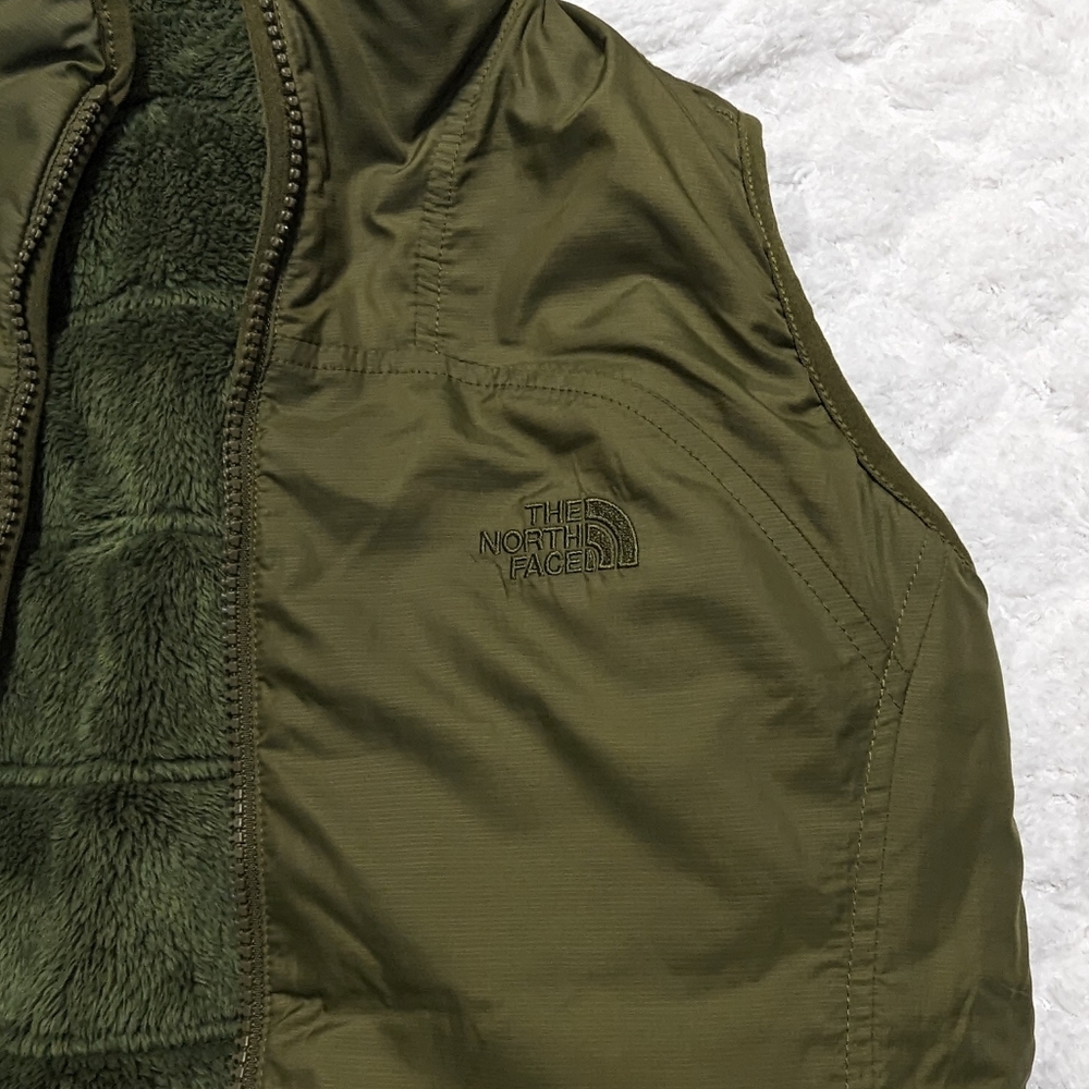 The North Face Mossbud Olive Green Reversible Fleece Lined Women's Vest Sz Small - Picture 3 of 9